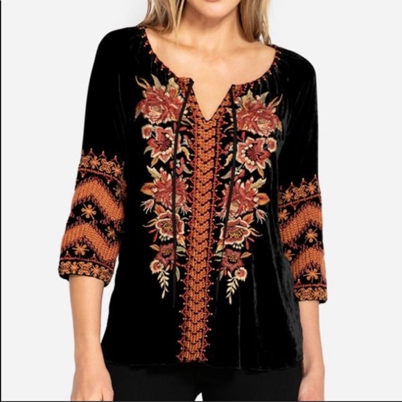 johnny was elim velvet peasant blouse